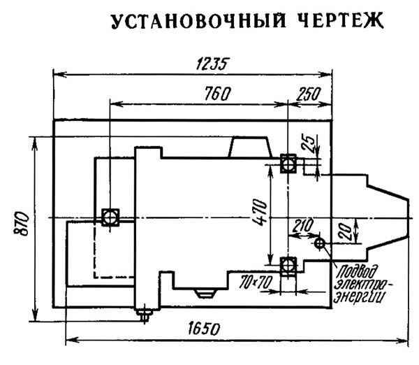 Настановне креслення строгального верстата 7303